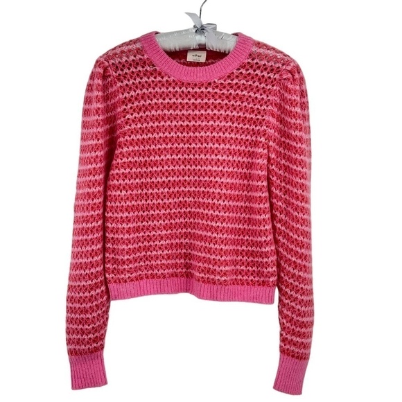 Aritzia Wilfred Nessa Sweater Striped Pink Alpaca Wool Blend Size Large - Picture 5 of 8